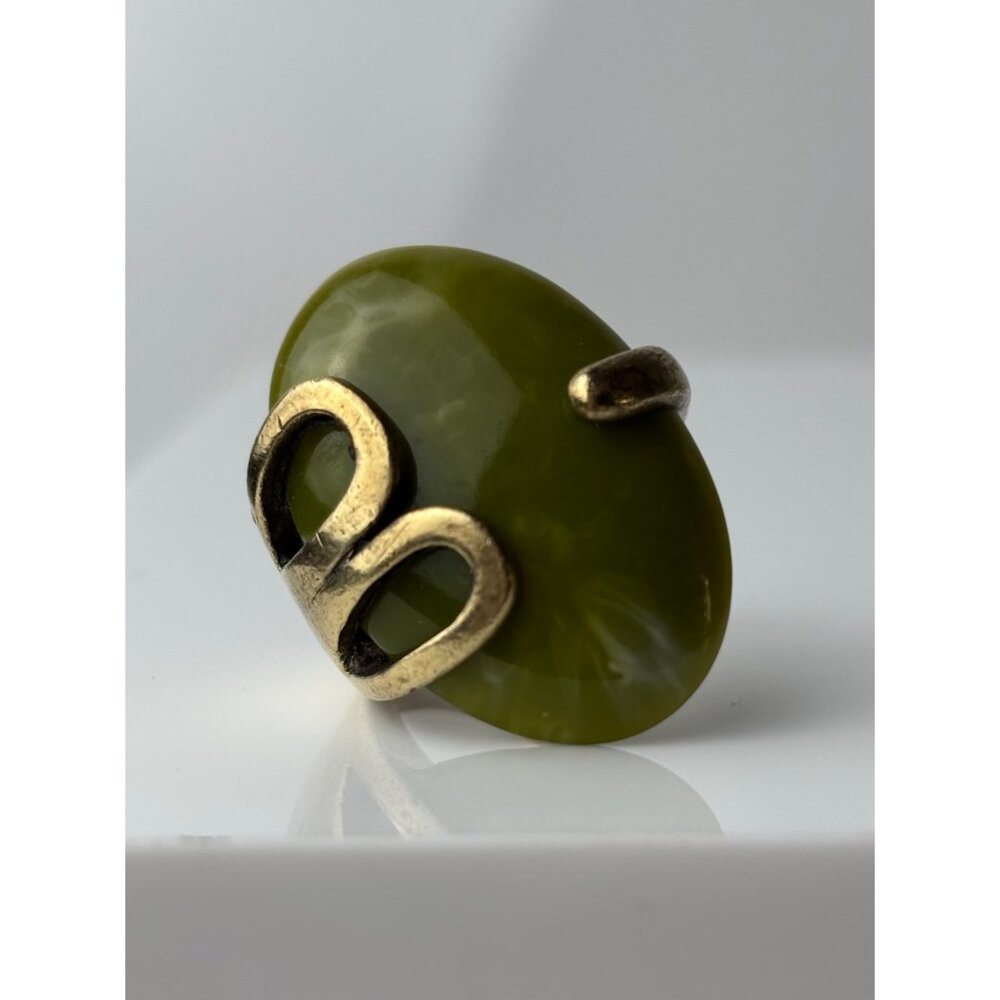 Faux Jade Cocktail Ring (Size 6.75)